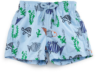 Vilebrequin Jim Embroidered Moonfish Swim Trunks, Blue, Boys' 2-8