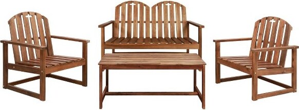 VidaXL vidaXLSofaSetBrownSolidAcaciaWoodMediumDurable