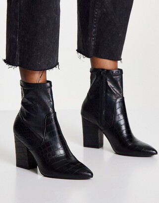 Pointed Block Heel Ankle Boots | Shop the world's largest collection of  fashion | ShopStyle UK