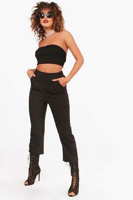 boohoo Woven Cropped Slim Flare Trouser