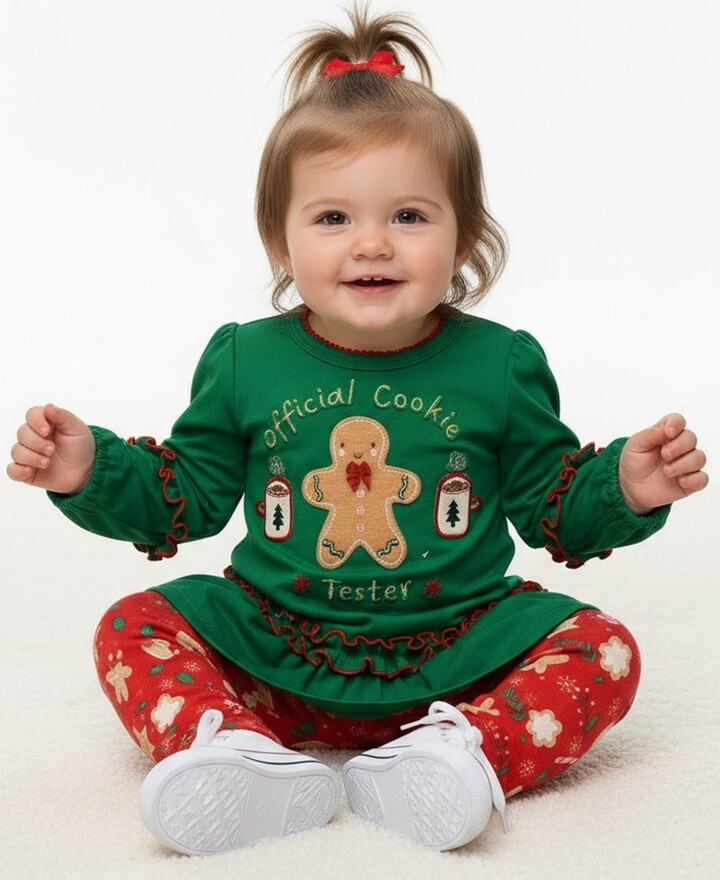 Bonnie Baby Baby Girls 2 Piece Cookie Tester Outfit - Green/Red