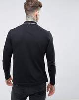Thumbnail for your product : Pretty Green Barton Long Sleeve Pique Polo in Black