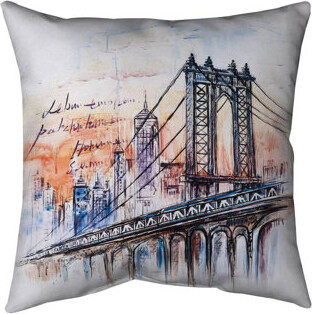 Begin Edition International Inc. Bridge Sketch Indoor / Outdoor Square Throw Pillow Cover