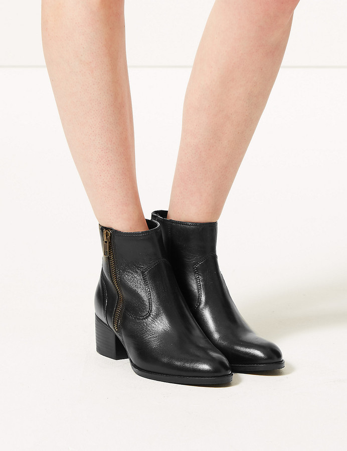 m&s black leather boots