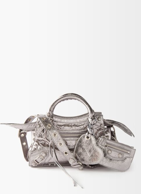 Balenciaga XS All Over Strass Hourglass Top Handle Bag in Metallic Silver -  ShopStyle