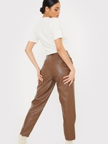 Thumbnail for your product : In The Style Naomi Genes Brown Pu Trouser
