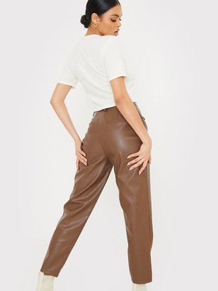In The Style Naomi Genes Brown Pu Trouser