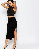 Thumbnail for your product : ASOS Longer Length Midi Pencil Skirt With Thigh Split
