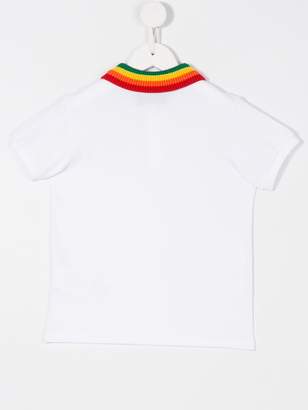 Gucci Kids rainbow collar bee polo shirt