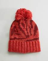 Thumbnail for your product : Eugenia Kim Genie By Logan Red And Burgundy Zebra Print Hat With Knit Pom Pom