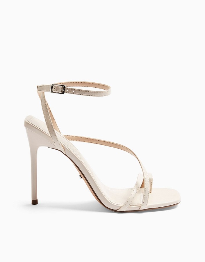 Topshop strappy heeled shoes in cream - ShopStyle Heels