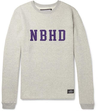Neighborhood Logo-Appliqued Melange Fleece-Back Cotton-Jersey Sweatshirt - Men - Gray