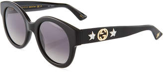 Gucci Round Acetate Star Sunglasses with Gradient Lenses