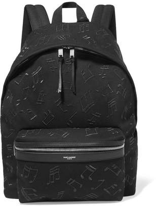 Saint Laurent City Embroidered Leather-trimmed Canvas Backpack
