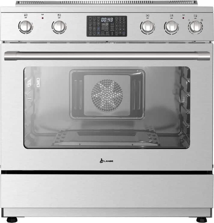 Lanbo 36 in. 5-Burners Freestanding Electric Range with Convection, Air Fry, Rotisserie and Stainless-Steel Door