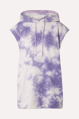 Ninety Percent Oversized Hooded Tie-dyed Organic Cotton-terry Mini Dress - Purple