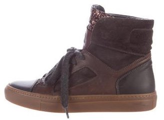 Brunello Cucinelli Leather High-Top Sneakers