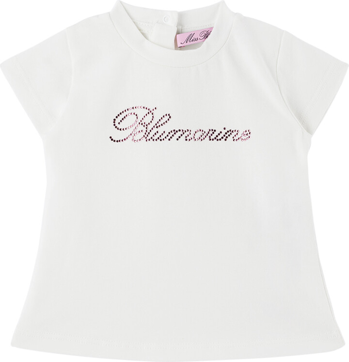 Miss Blumarine Baby White Crystal-Cut T-Shirt - ShopStyle Boys\' Tees