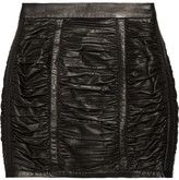 Thumbnail for your product : Balmain Ruched leather mini skirt