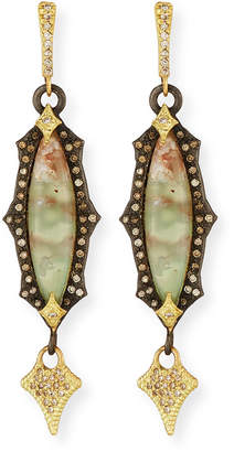 Armenta Old World Scalloped Aquaprase Cabochon Earrings with Diamonds
