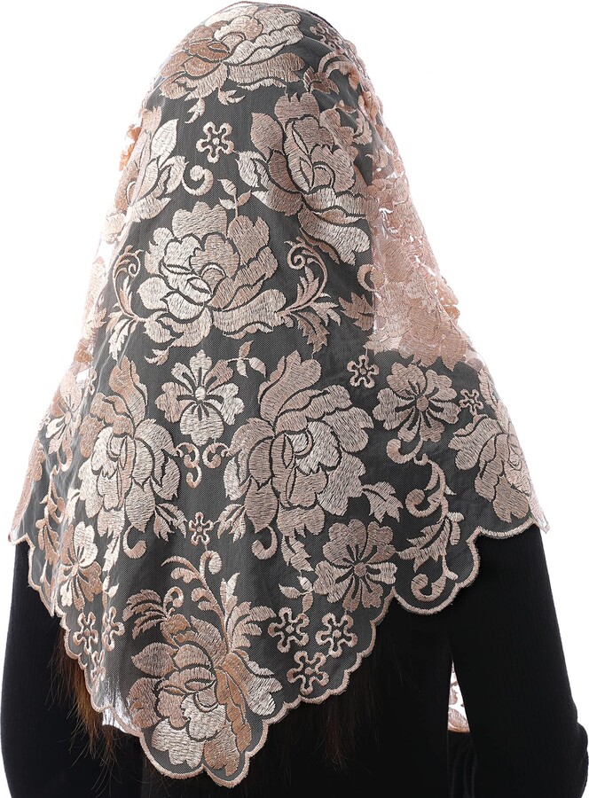 Bozidol Kapellenspitzen-Mantille - Trauerschleier Mit Blumenstickerei Schwarz
