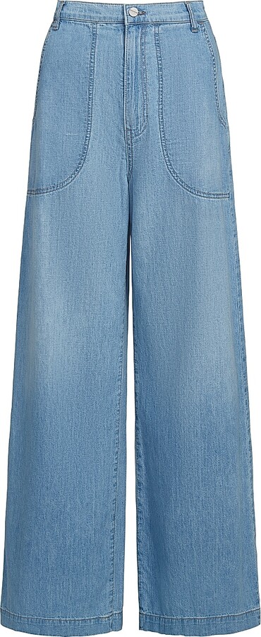 TWP Women's Mecox Beach Cotton High-Rise Wide-Leg Jeans - Vintage Wash - Size 25