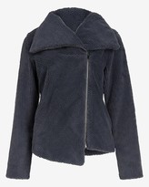 Thumbnail for your product : Express Asymmetrical Zip Ribbed Faux Fur Sweatshirt