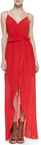 Thumbnail for your product : Neiman Marcus Cusp by Draped Tulip Silk Maxi Dress, Red