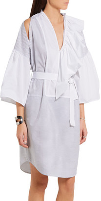 Tome Belted Ruffled Cotton-poplin Dress - White