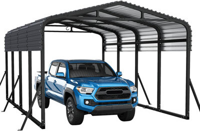 Keenso Heavy Duty Metal Hardtop Carport, Outdoor Vehicle Shelter For Cars, Tractors & Equipment