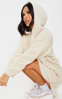 Thumbnail for your product : No Name Noname Cream Borg Zip Neck Hoodie Oversized Jumper Dress