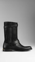 Thumbnail for your product : Burberry Shearling-Lined Leather Biker Boots