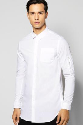 boohoo Longline Shirt With MA1 Sleeve
