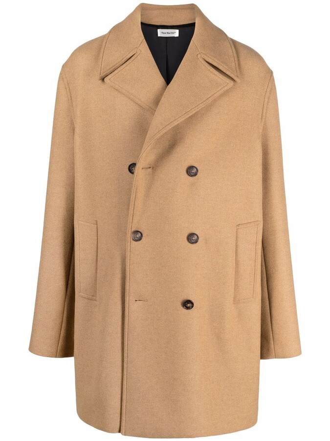 Farfetch Men Clothing Coats Peacoats Double-breasted wool-blend peacoat Neutrals 
