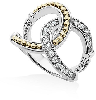 Lagos 18K Gold and Sterling Silver Enso Interlocking Ring with Diamonds