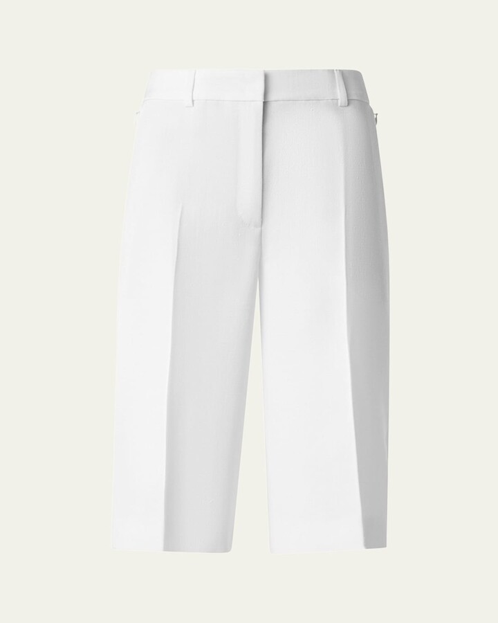 Fiora City Silk Viscose Shantung Bermuda Shorts