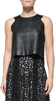 Thumbnail for your product : Milly Leather Angular Shell Top