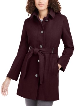 calvin klein belted hooded maxi coat