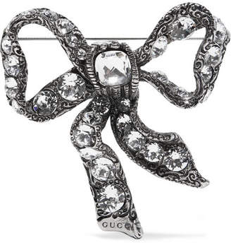 Gucci Silver-plated Crystal Brooch