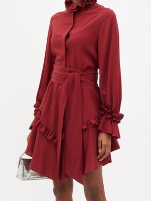 Alexandre Vauthier Flounced Crepe Mini Dress - Dark Red