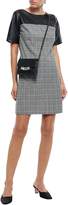 Thumbnail for your product : DKNY Faux Leather-paneled Checked Woven Mini Dress