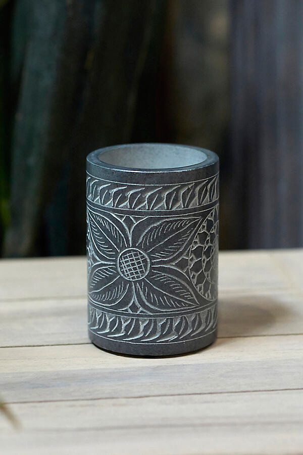 Floral Etched Soapstone Bathroom Tumbler at Terrain
