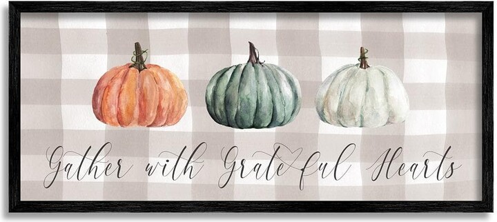 Stupell Industries Tartan Gather Fall Phrase by Carol Robinson 1-Piece Framed Graphic Print Typography Poster Art Print 30 in. x 13 in.