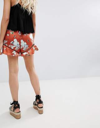 Missguided Petite Floral Rust Shorts