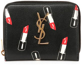 Thumbnail for your product : Saint Laurent Monogram Small Lipstick-Print Wallet, Black/Red/White
