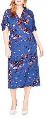 Rachel Roy Plus Floral Midi Wrap Dress