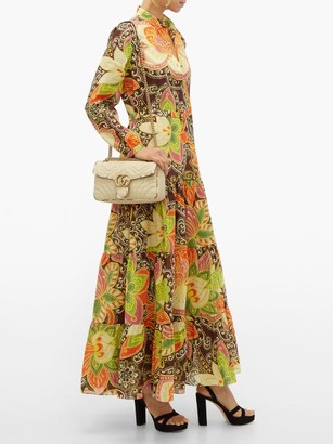 Gucci Floral-print Cotton-muslin Dress - Brown Multi