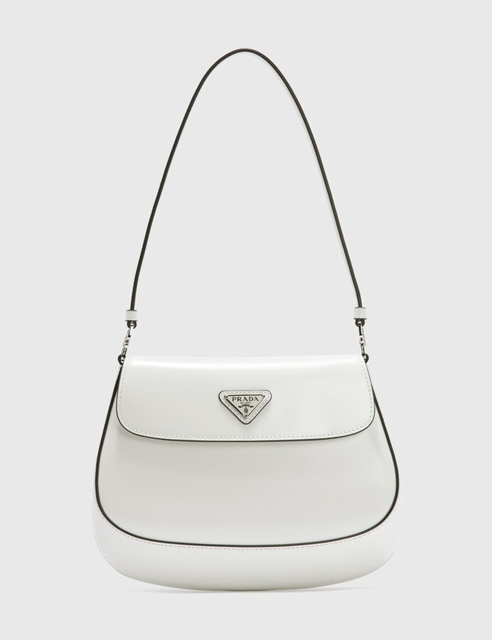 Prada Cleo Brushed Leather Shoulder Bag With Flap - ShopStyle