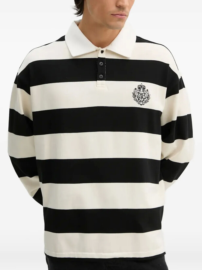 The Kooples Striped-Pattern Long-Sleeve Polo Shirt