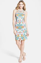 Thumbnail for your product : Adrianna Papell Caged Yoke Floral Print Sheath Dress